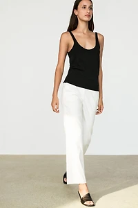 Linen kick flare fit pants