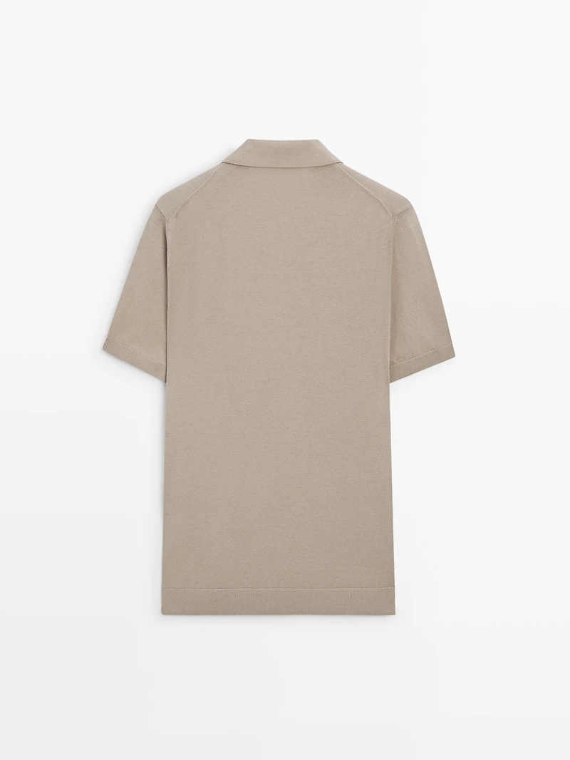 Knit cotton polo shirt