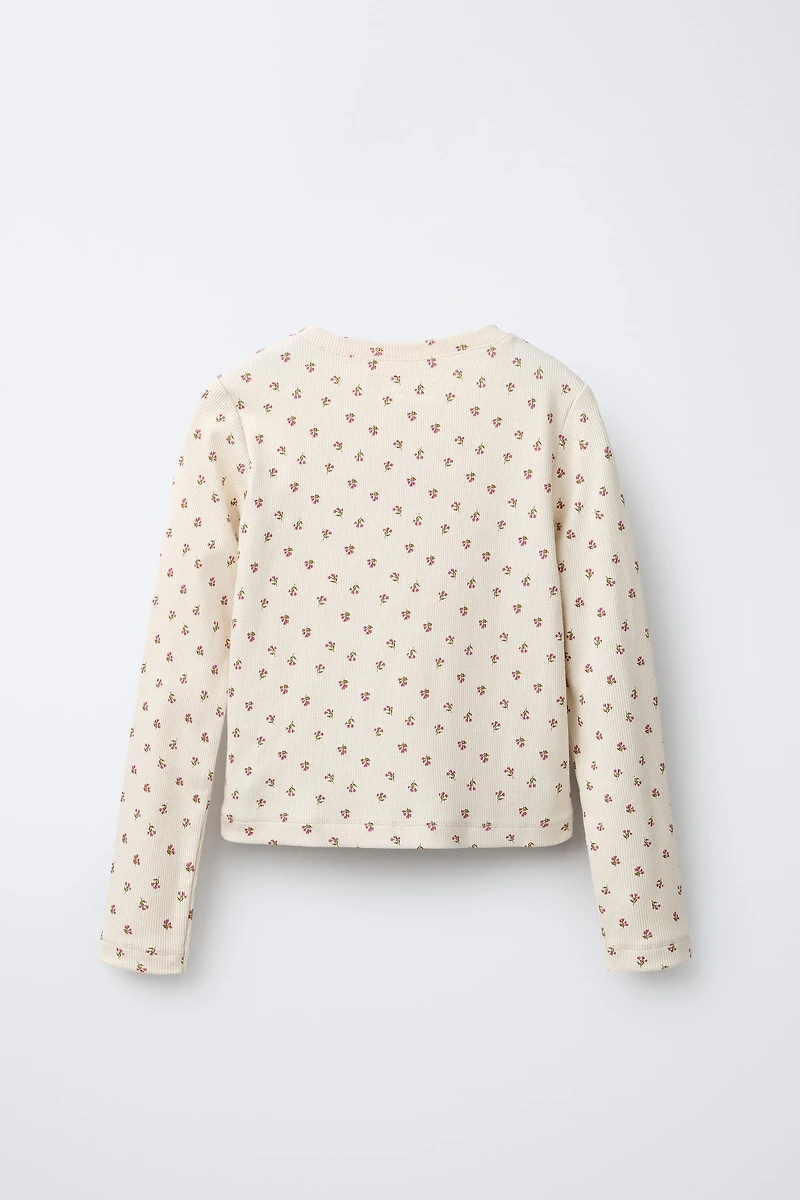 FLOWERS AND TEXT T-SHIRT