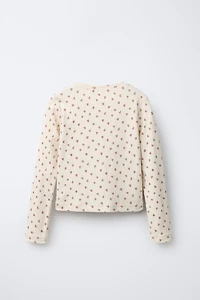 FLOWERS AND TEXT T-SHIRT