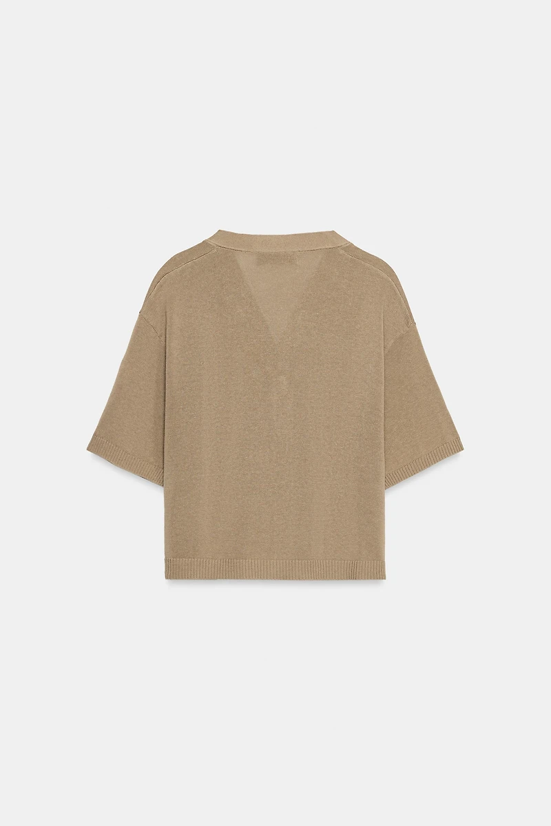 SHORT SLEEVE KNIT CARDIGAN