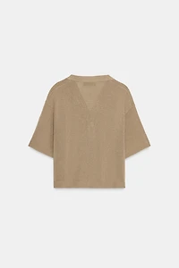 SHORT SLEEVE KNIT CARDIGAN