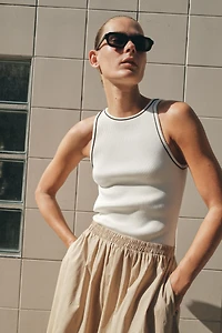 COMBINED POPLIN MIDI DRESS