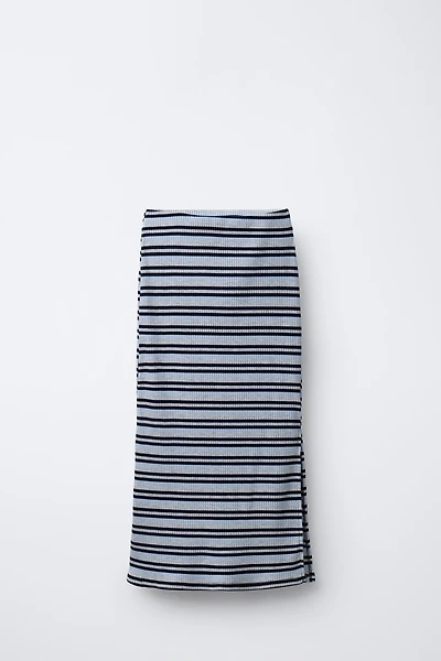 STRIPED MIDI SKIRT