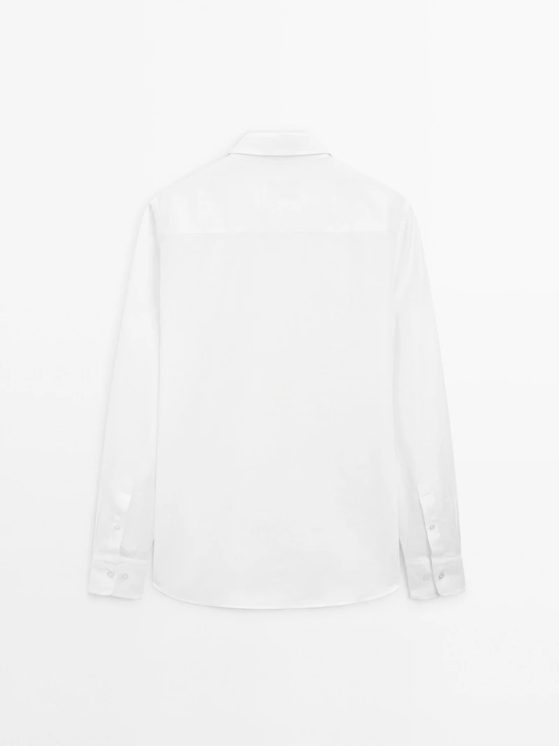 Chemise slim en lin mélangé