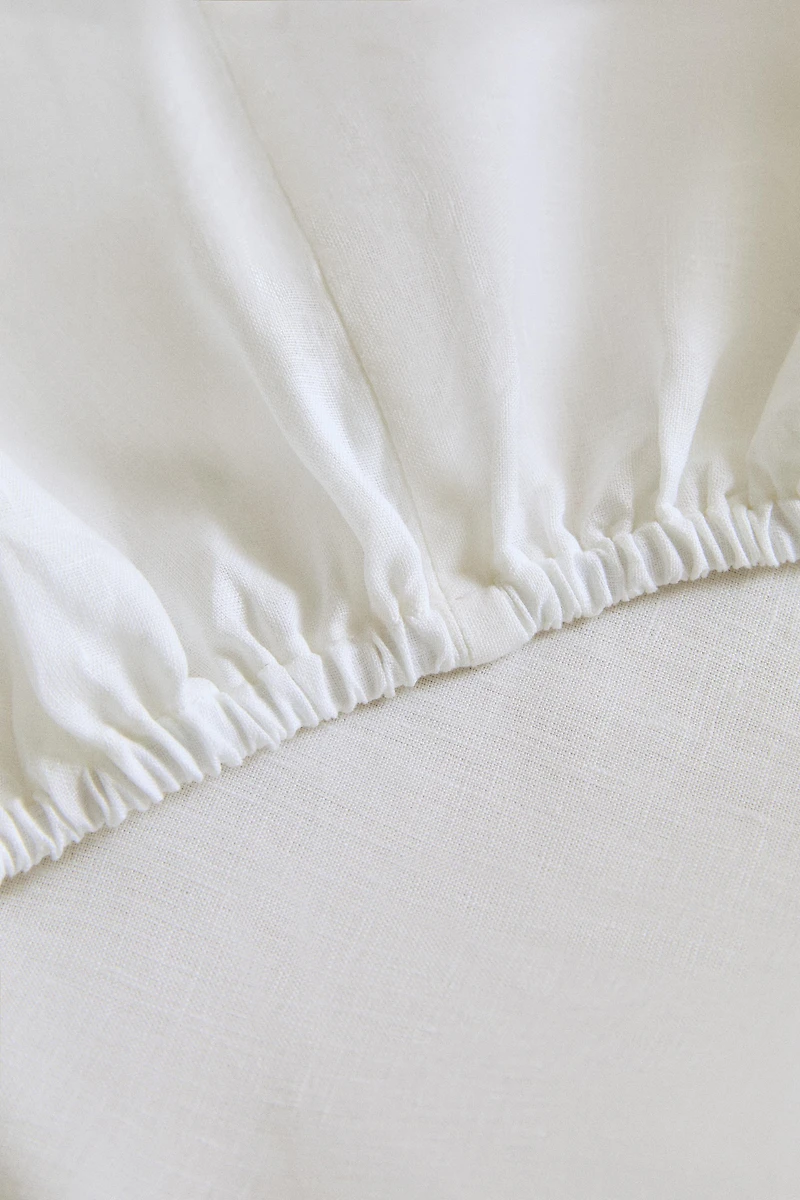 HEMSTITCHED LINEN FITTED SHEET