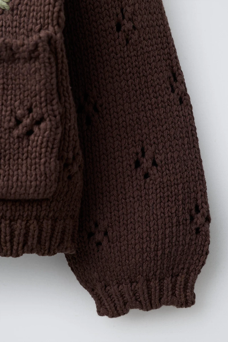 EMBROIDERED KNIT CARDIGAN