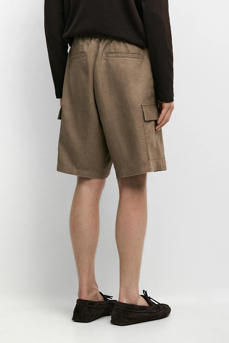100% linen cargo Bermuda shorts