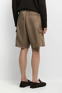 100% linen cargo Bermuda shorts