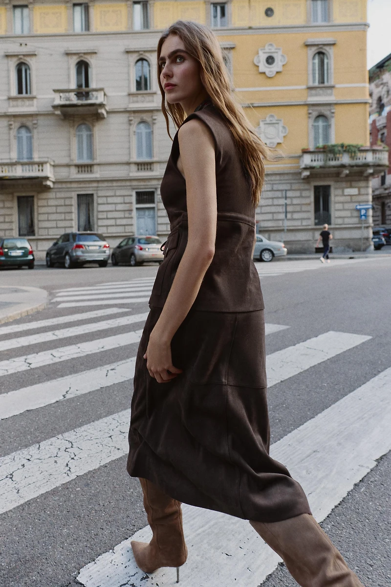 FAUX SUEDE POCKET VEST