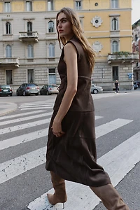 FAUX SUEDE POCKET VEST
