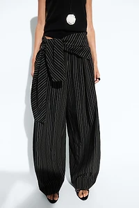 Striped barrel fit pants with scarf detail