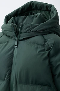 WATER REPELLENT HOODIE PUFFER COAT