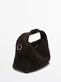 Petit sac tressé en croûte de cuir