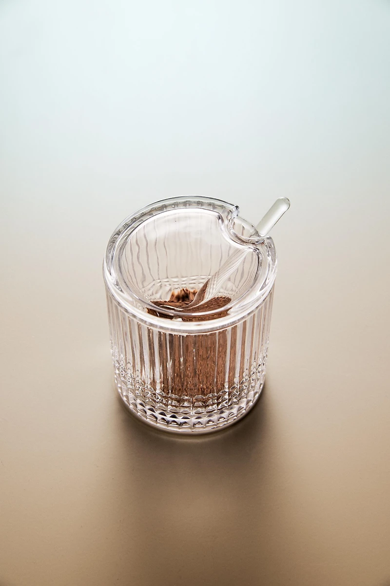 SUGAR BOWL WITH A RAISED GEOMETRIC DESIGN