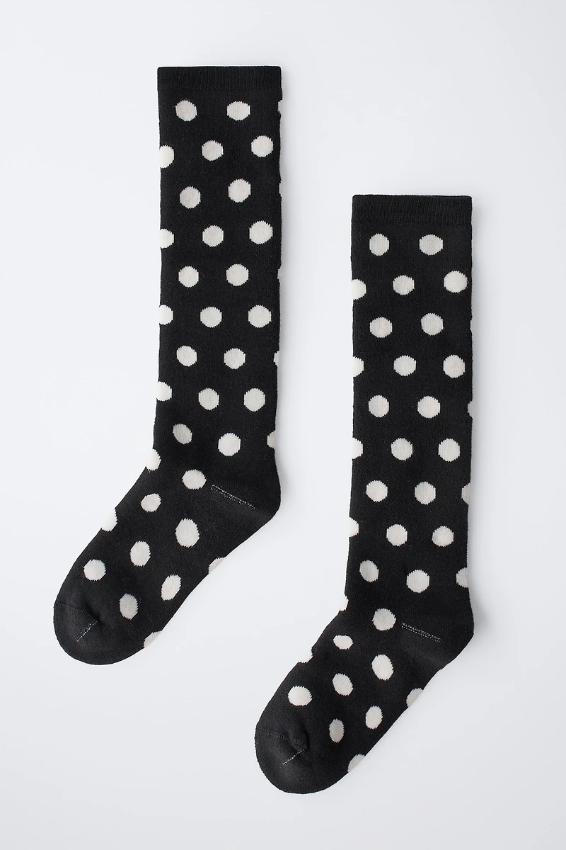 THERMAL POLKA DOT KNEE SOCKS