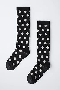 THERMAL POLKA DOT KNEE SOCKS