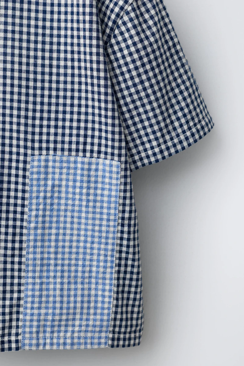 PATCHWORK GINGHAM PRINT SHIRT