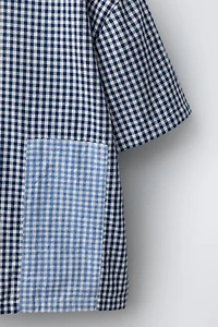PATCHWORK GINGHAM PRINT SHIRT
