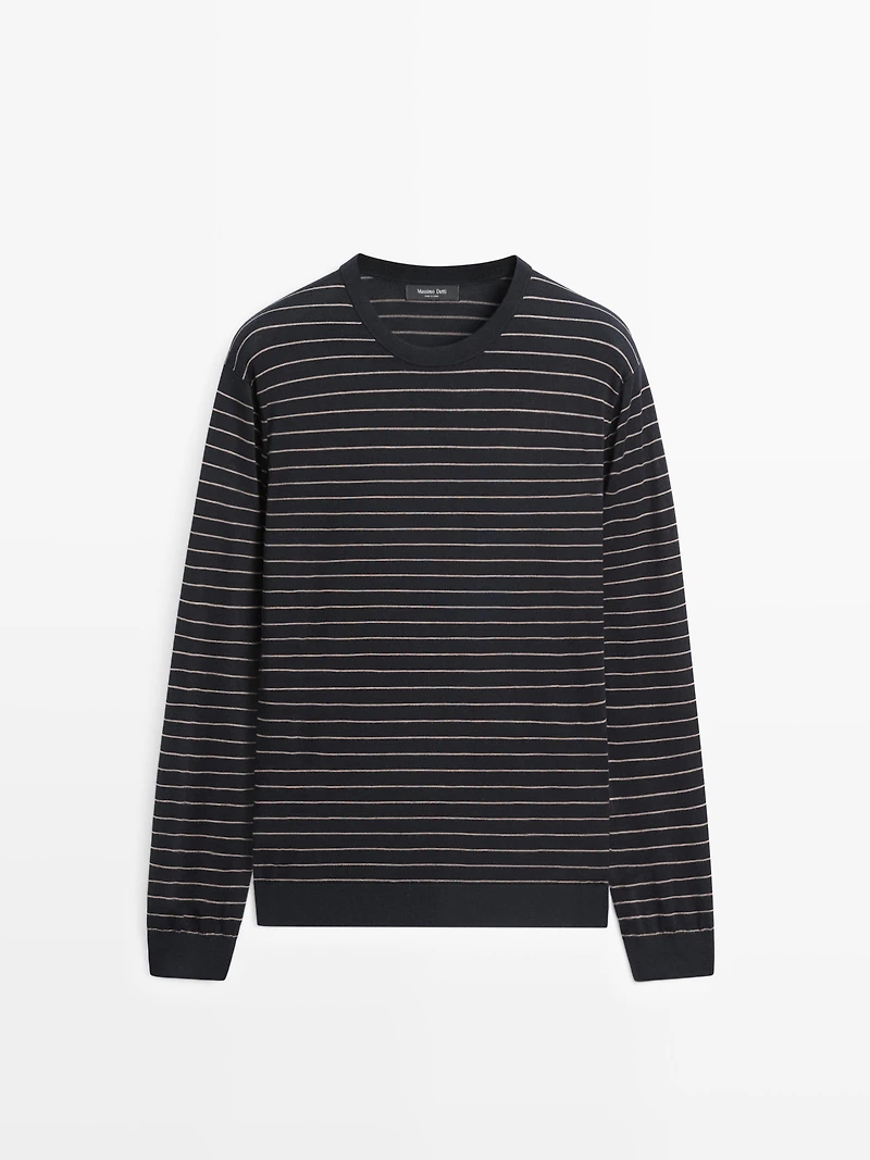 Striped long sleeve knit sweater
