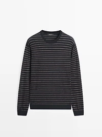 Striped long sleeve knit sweater