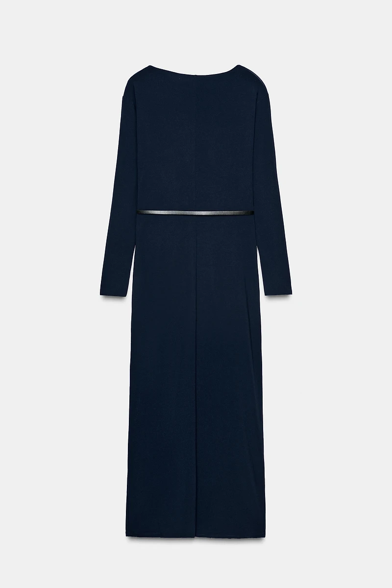 RUCHED DRESS WITH BELT