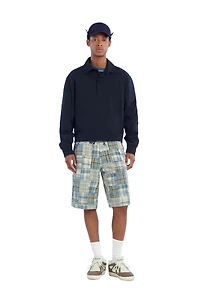 RELAXED FIT PLAID PATCHWORK SHORTS