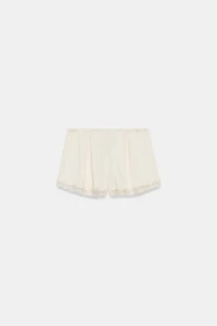 SATIN EFFECT LACE MINI SHORTS