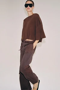 COTTON AND LINEN CAPE T-SHIRT