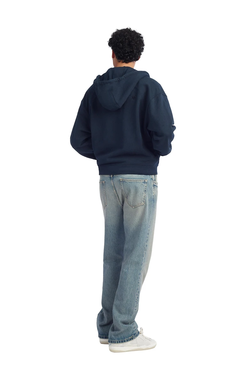 CROPPED FIT ZIPPER HOODIE SWEATSHIRT