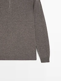 Mock neck knit sweater with zip
