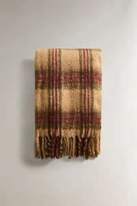SOFT CHECK BLANKET WITH FRINGING