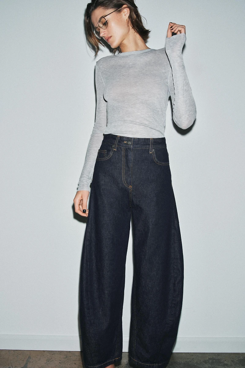 ZW COLLECTION MID-RISE ANKLE BALLOON JEANS