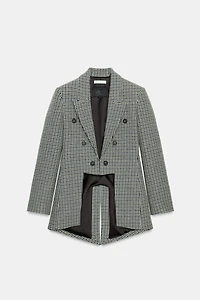BLAZER ASYMÉTRIQUE À CARREAUX AVEC LAINE ZW COLLECTION LIMITED EDITION