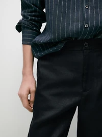 100% linen tapered fit trousers