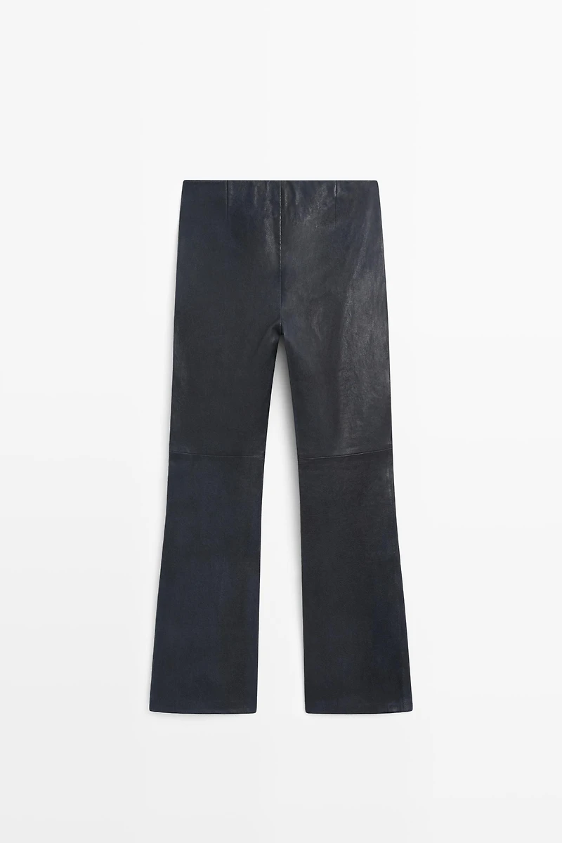 Nappa leather flare fit leggings