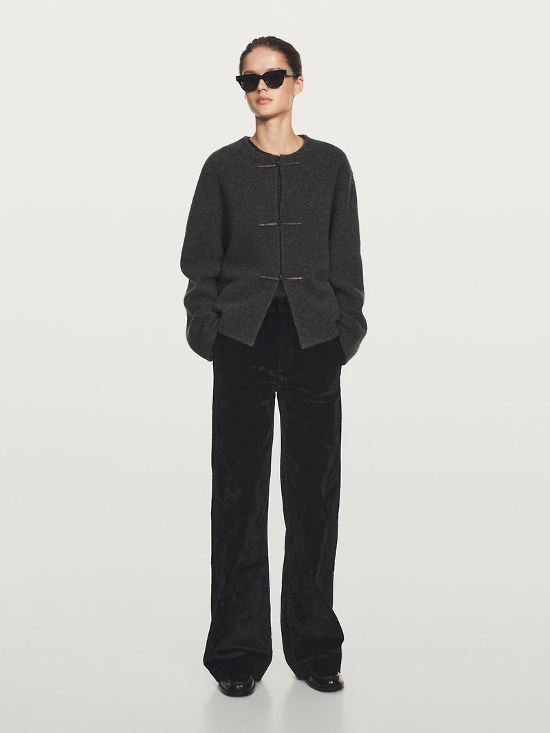 Flare fit high-waist flocked jeans