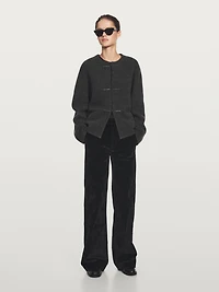 Flare fit high-waist flocked jeans