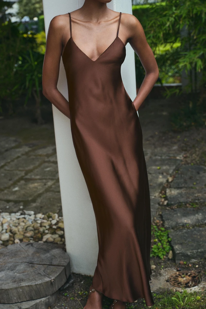 SATIN MIDI DRESS