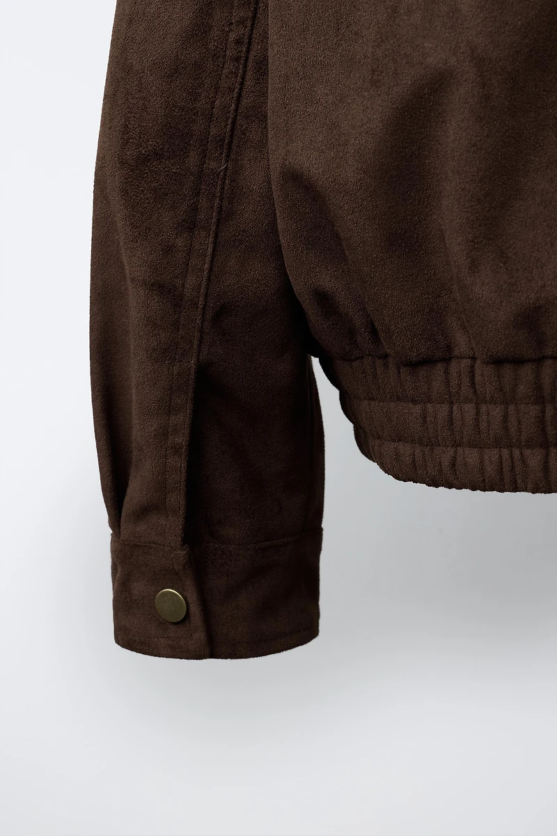 FAUX SUEDE BOMBER JACKET