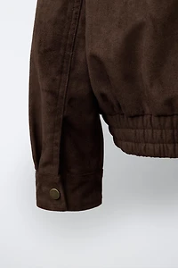 FAUX SUEDE BOMBER JACKET