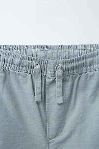 BERMUDA EN COTON COUPE AMPLE ÉTIQUETTE