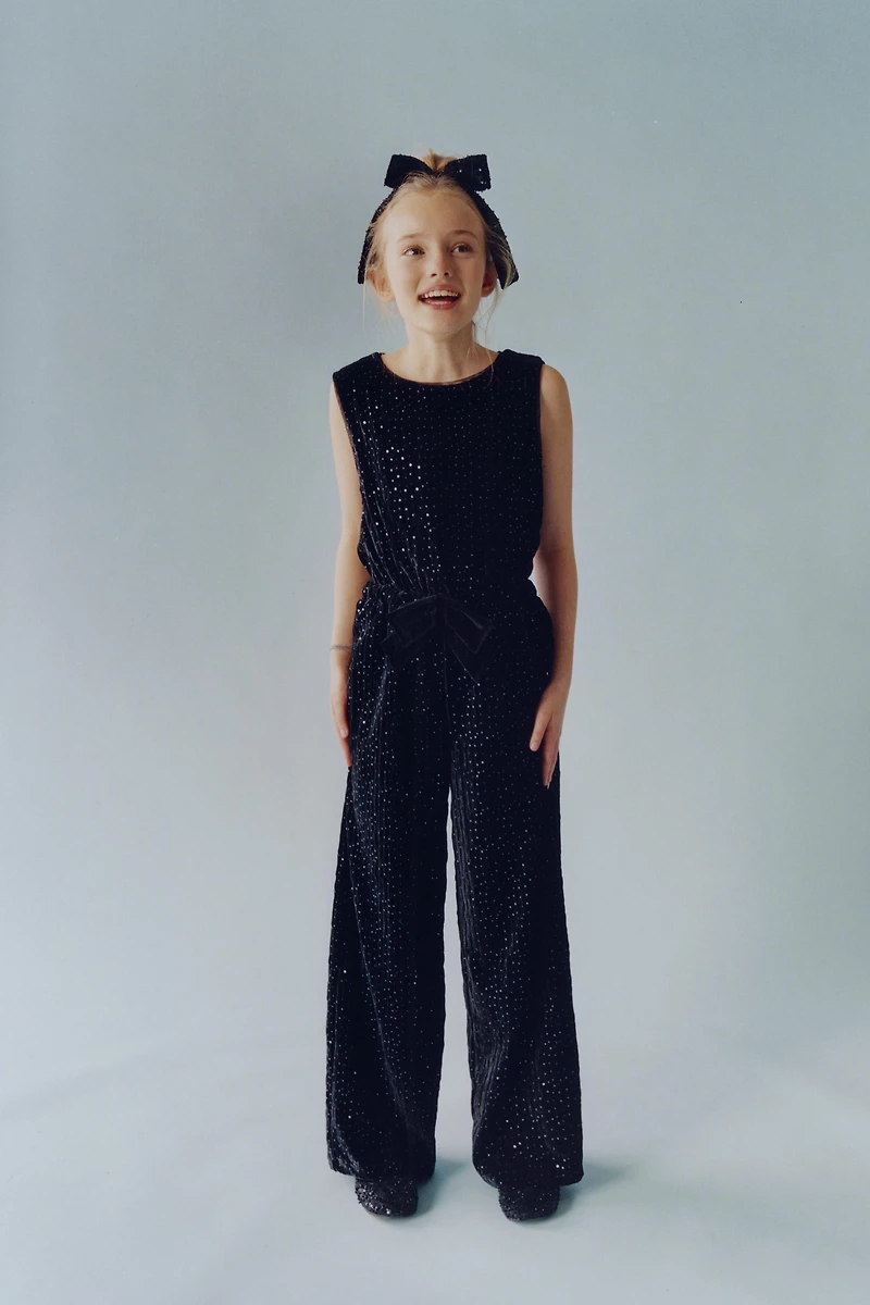 LONG SHIMMER VELVET JUMPSUIT