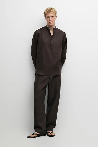 100% linen houndstooth pants