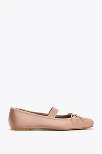 SATIN BOW BALLET FLATS