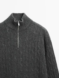 Pull col montant fermeture Éclair 100 % cachemire