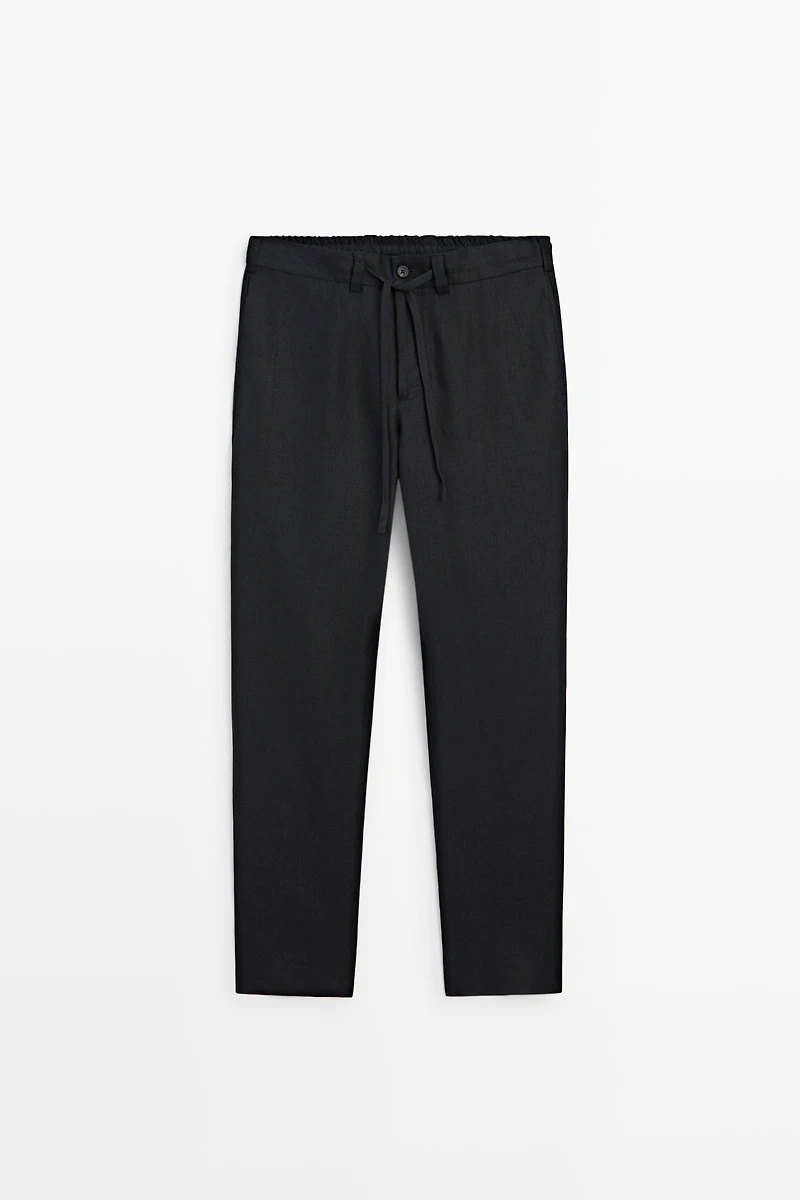 100% linen trousers with elasticated waist