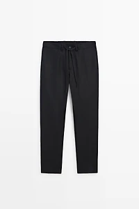 100% linen trousers with elasticated waist