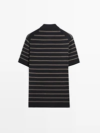 Knit polo shirt with contrast stripes