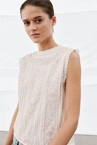 ZW COLLECTION EMBROIDERED SLEEVELESS TOP